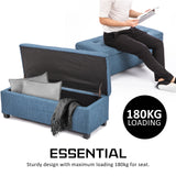 Ottomans & Footstools: Storage Ottoman Stool 102cm Fabric DARK BLUE