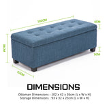 Ottomans & Footstools: Storage Ottoman Stool 102cm Fabric DARK BLUE