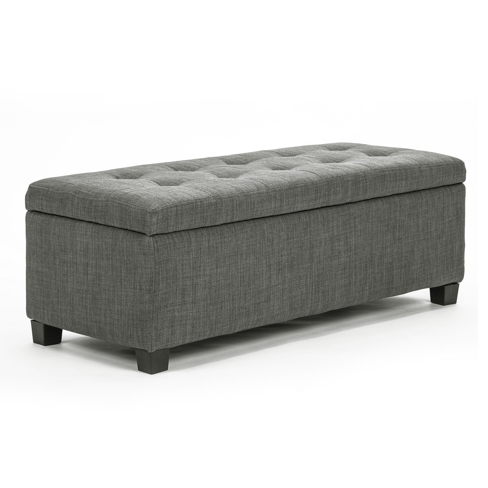 Ottomans & Footstools: Storage Ottoman Stool 102cm Fabric DARK GREY