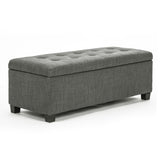 Ottomans & Footstools: Storage Ottoman Stool 102cm Fabric DARK GREY