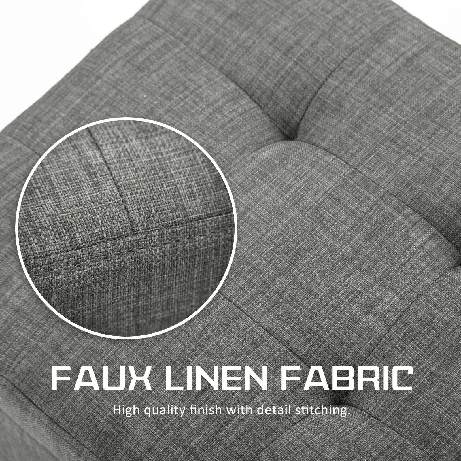 Ottomans & Footstools: Storage Ottoman Stool 102cm Fabric DARK GREY