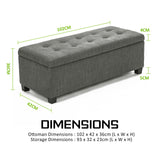 Ottomans & Footstools: Storage Ottoman Stool 102cm Fabric DARK GREY