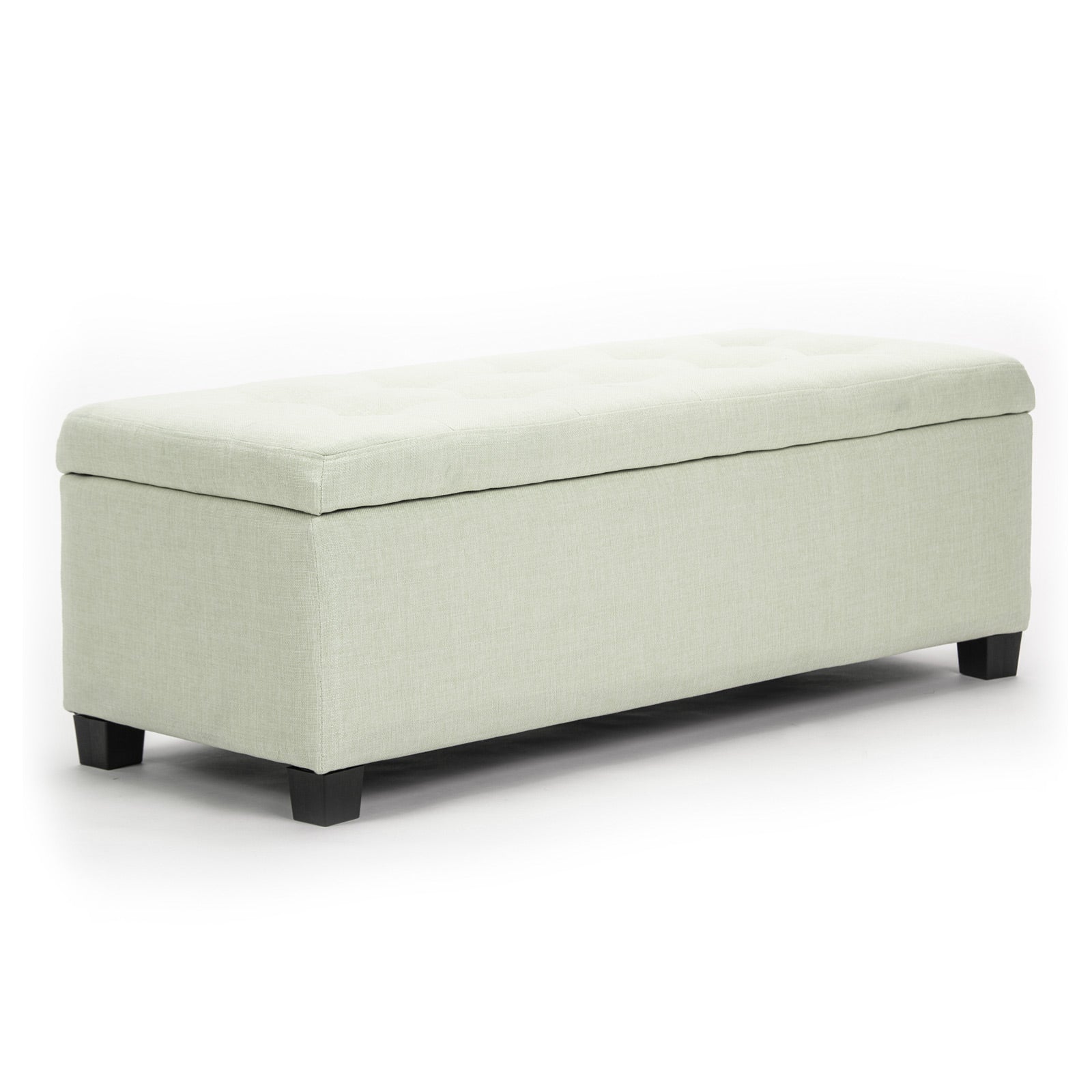 Ottomans & Footstools: Storage Ottoman Stool 102cm Fabric LIGHT GREEN