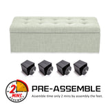 Ottomans & Footstools: Storage Ottoman Stool 102cm Fabric LIGHT GREEN