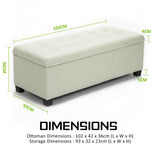 Ottomans & Footstools: Storage Ottoman Stool 102cm Fabric LIGHT GREEN