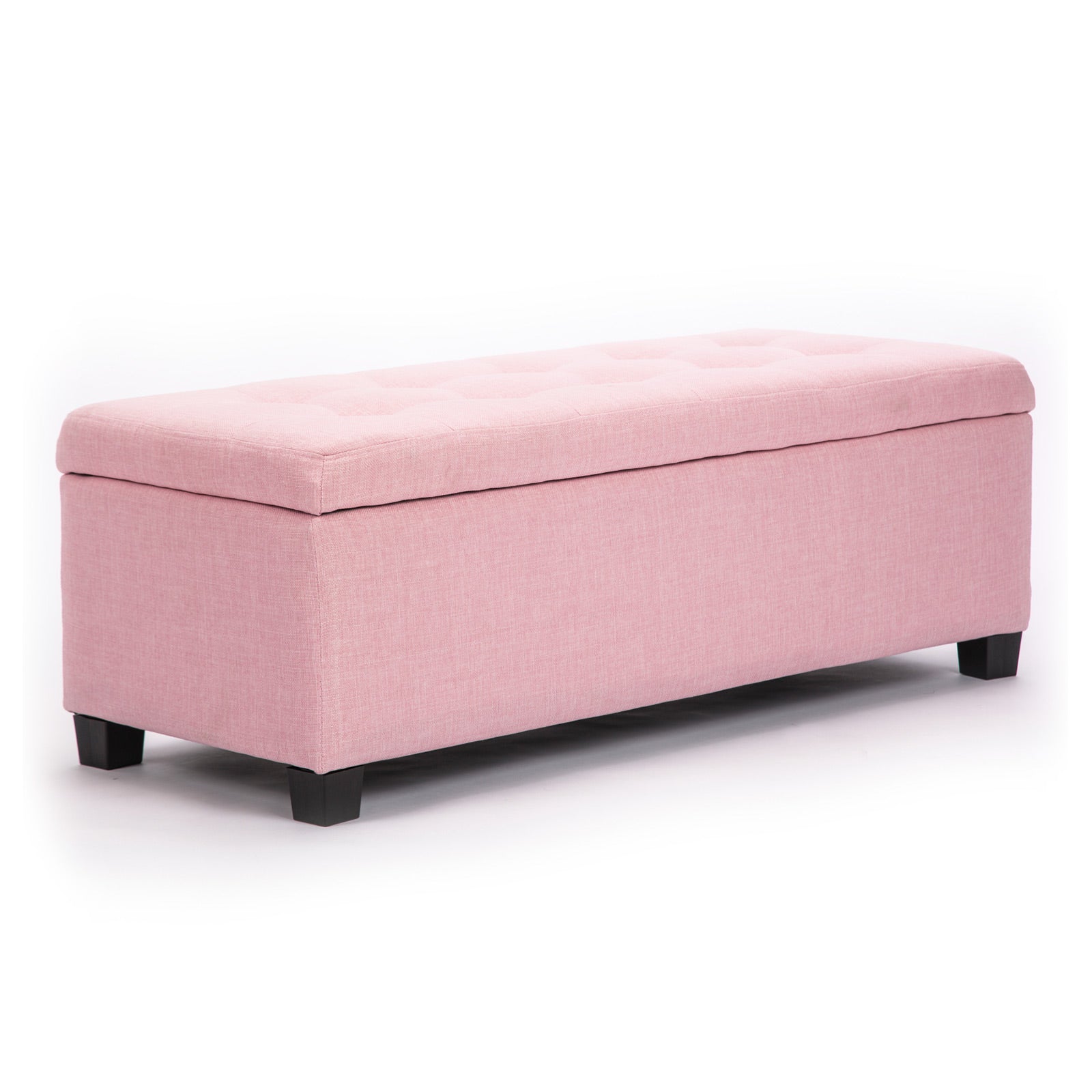 Ottomans & Footstools: Storage Ottoman Stool 102cm Fabric PINK