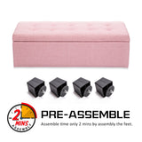 Ottomans & Footstools: Storage Ottoman Stool 102cm Fabric PINK
