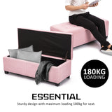 Ottomans & Footstools: Storage Ottoman Stool 102cm Fabric PINK