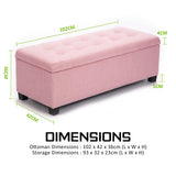 Ottomans & Footstools: Storage Ottoman Stool 102cm Fabric PINK