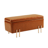Ottomans & Footstools: Storage Ottoman Stool Bench Seat 97cm PU Leather BROWN