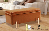 Ottomans & Footstools: Storage Ottoman Stool Bench Seat 97cm PU Leather BROWN