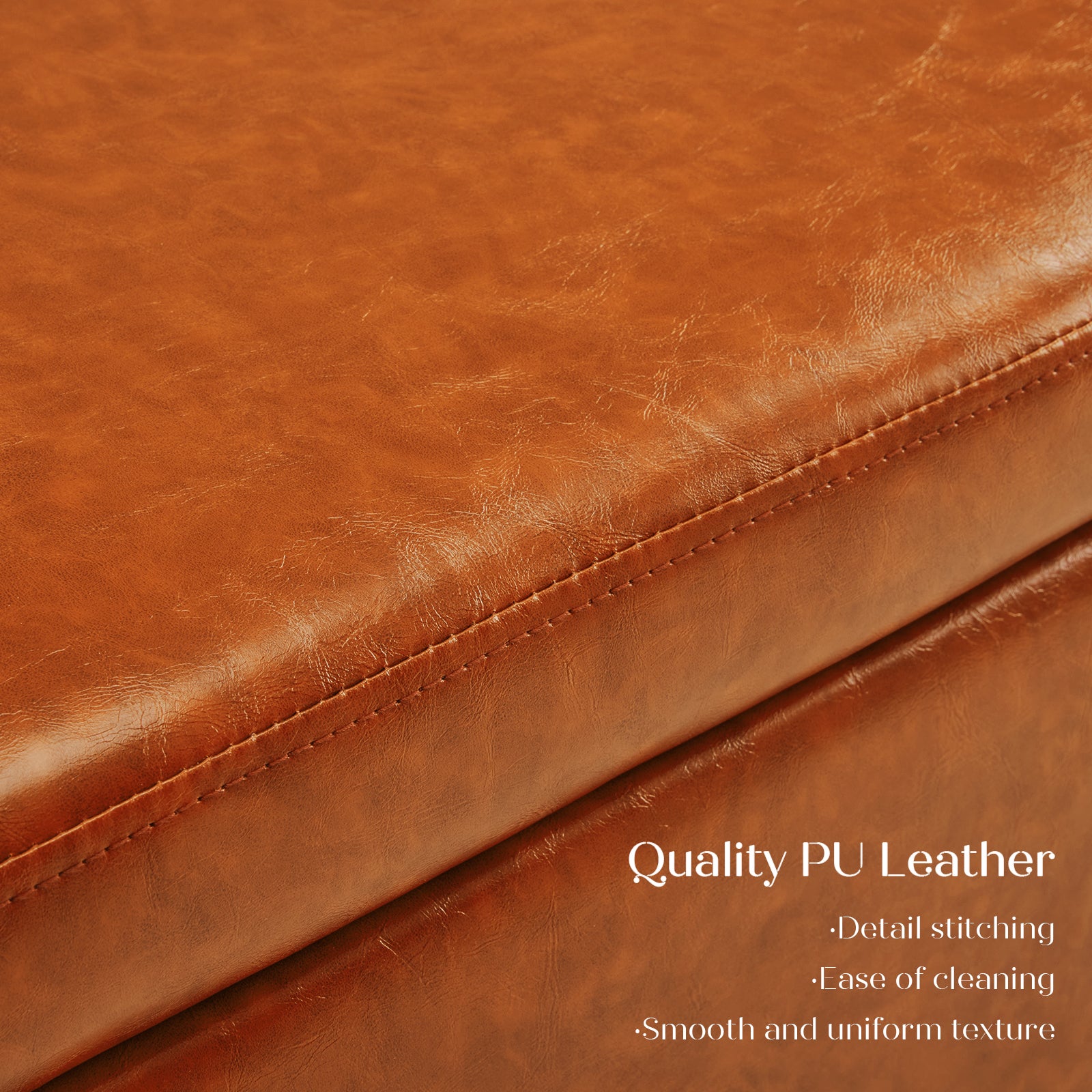 Ottomans & Footstools: Storage Ottoman Stool Bench Seat 97cm PU Leather BROWN