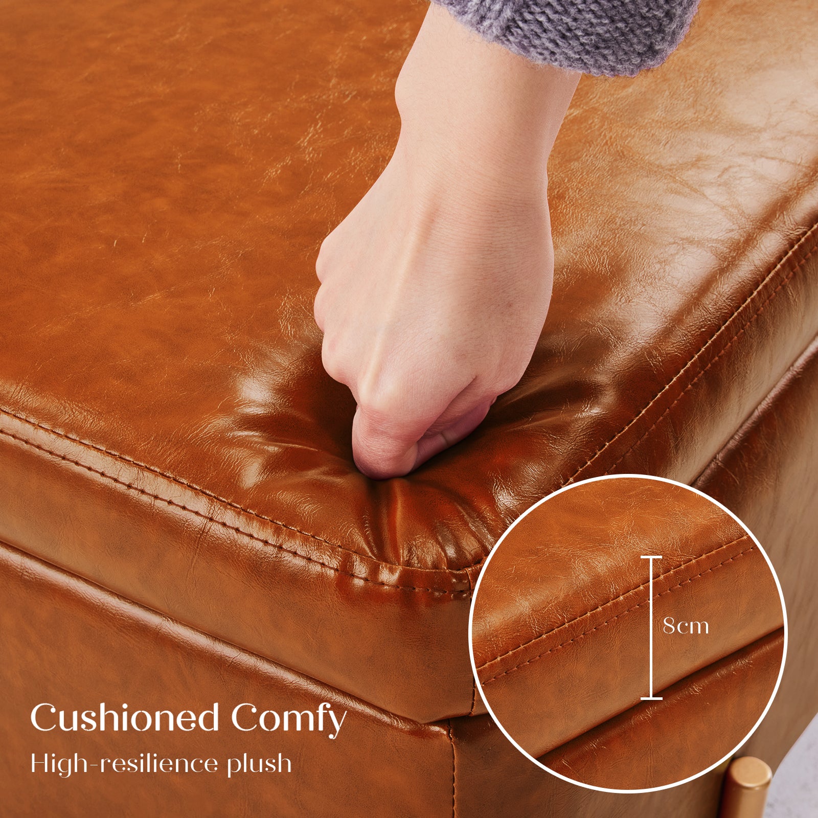 Ottomans & Footstools: Storage Ottoman Stool Bench Seat 97cm PU Leather BROWN