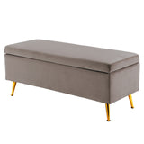 Ottomans & Footstools: Storage Ottoman Stool Bench Seat 110cm Velvet GREY