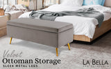 Ottomans & Footstools: Storage Ottoman Stool Bench Seat 110cm Velvet GREY