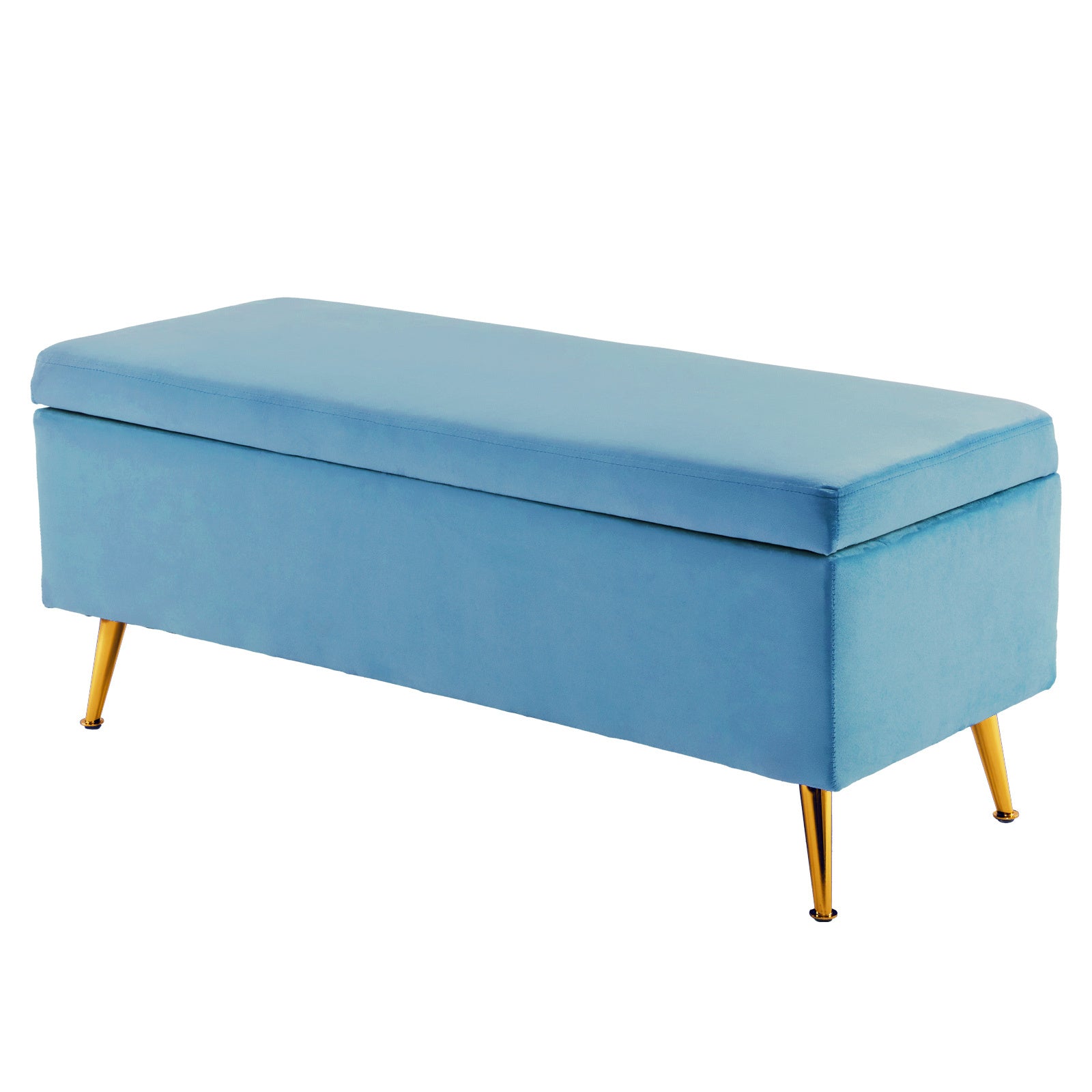 Ottomans & Footstools: Storage Ottoman Stool Bench Seat 110cm Velvet OCEAN BLUE
