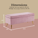 Ottomans & Footstools: Storage Ottoman Stool Bench Seat 110cm Velvet PINK