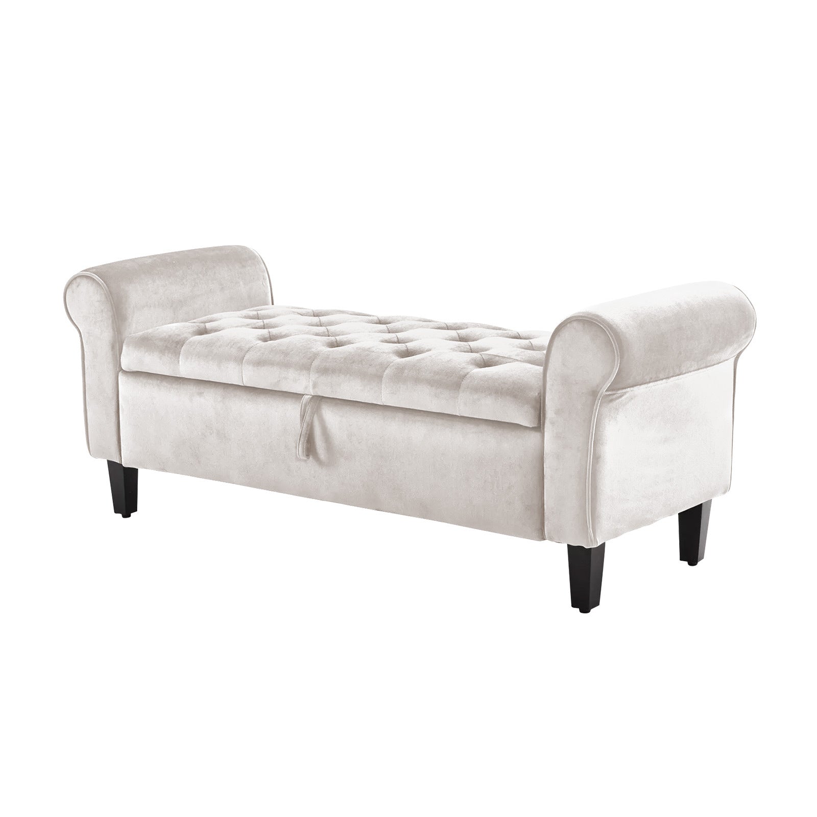 Ottomans & Footstools: Storage Ottoman Stool Arm Bench Seat 132cm Velvet BEIGE