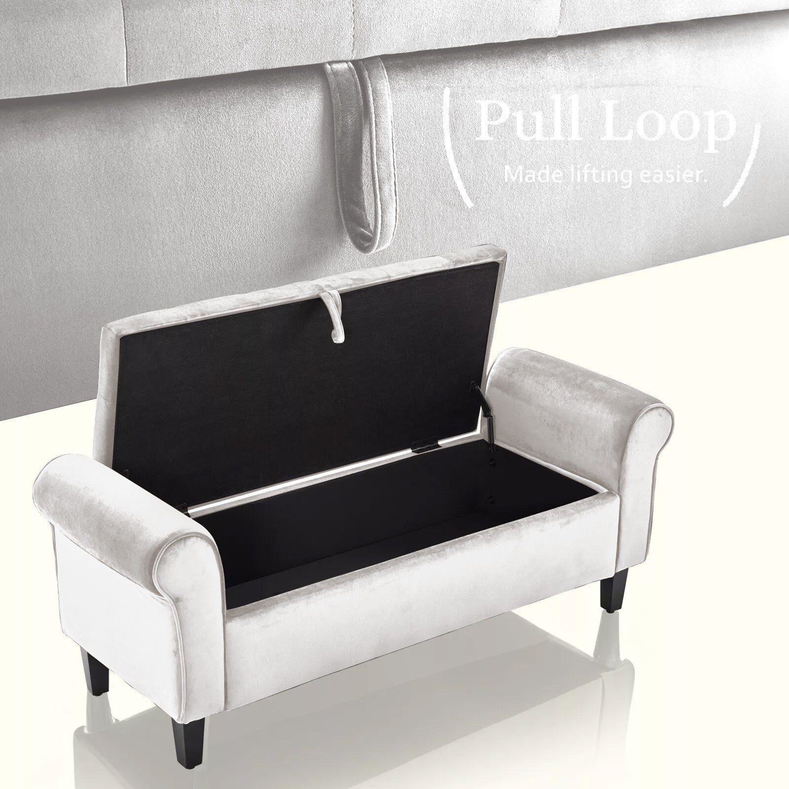 Ottomans & Footstools: Storage Ottoman Stool Arm Bench Seat 132cm Velvet BEIGE