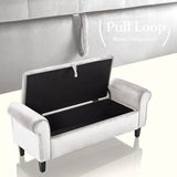Ottomans & Footstools: Storage Ottoman Stool Arm Bench Seat 132cm Velvet BEIGE