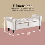 Ottomans & Footstools: Storage Ottoman Stool Arm Bench Seat 132cm Velvet BEIGE