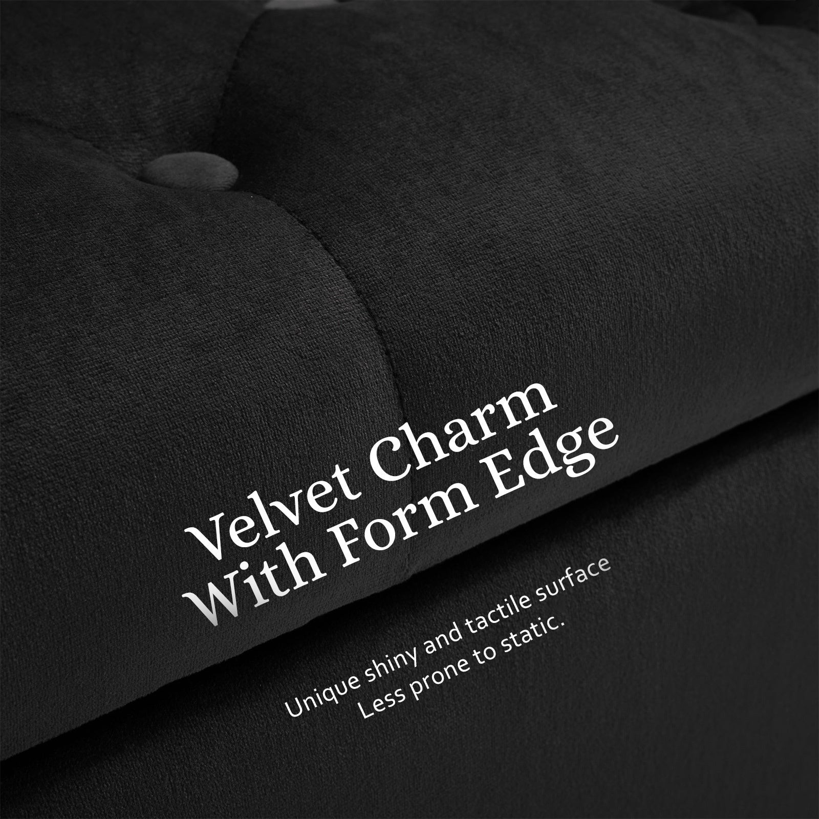 Ottomans & Footstools: Storage Ottoman Stool Arm Bench Seat 132cm Velvet BLACK