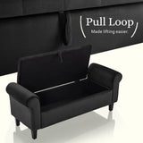 Ottomans & Footstools: Storage Ottoman Stool Arm Bench Seat 132cm Velvet BLACK