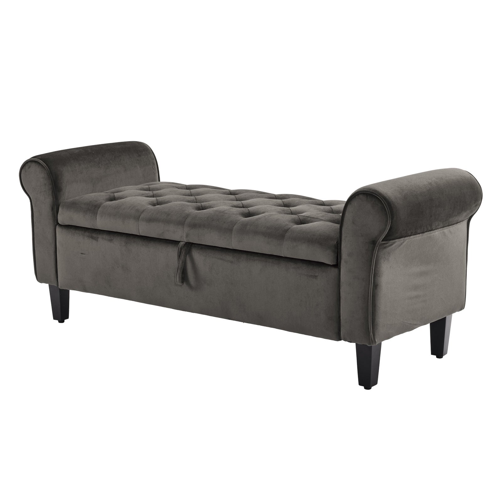 Ottomans & Footstools: Storage Ottoman Stool Arm Bench Seat 132cm Velvet GREY