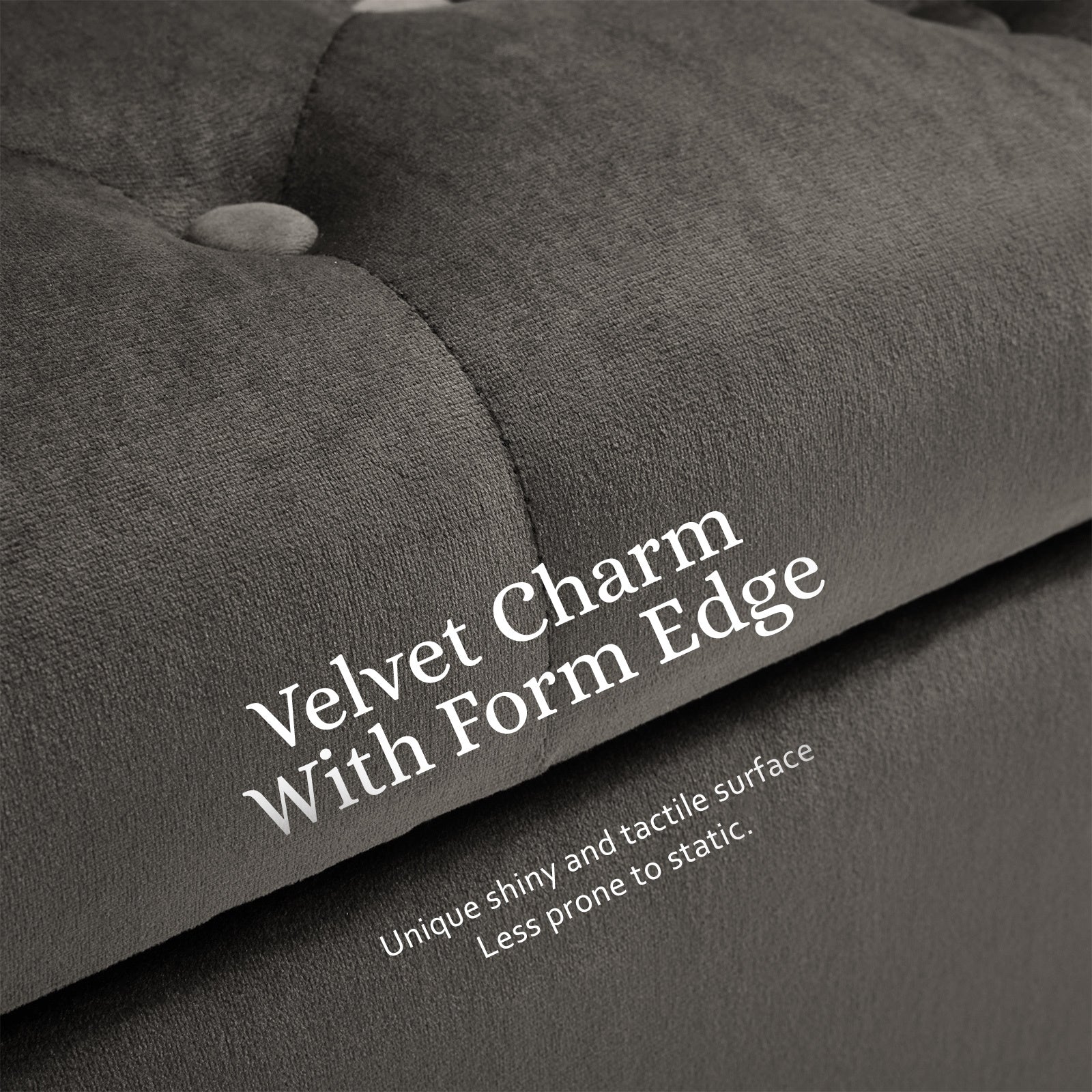 Ottomans & Footstools: Storage Ottoman Stool Arm Bench Seat 132cm Velvet GREY