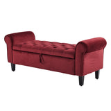 Ottomans & Footstools: Storage Ottoman Stool Arm Bench Seat 132cm Velvet RED