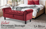 Ottomans & Footstools: Storage Ottoman Stool Arm Bench Seat 132cm Velvet RED