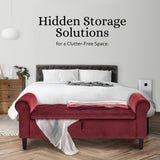 Ottomans & Footstools: Storage Ottoman Stool Arm Bench Seat 132cm Velvet RED