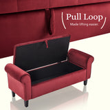 Ottomans & Footstools: Storage Ottoman Stool Arm Bench Seat 132cm Velvet RED