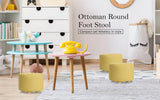 Ottomans & Footstools: Fabric Ottoman Round Wooden Leg Foot Stool - MUSTARD YELLOW