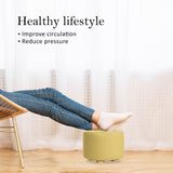 Ottomans & Footstools: Fabric Ottoman Round Wooden Leg Foot Stool - MUSTARD YELLOW