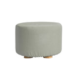 Ottomans & Footstools: Fabric Ottoman Round Wooden Leg Foot Stool - GREY