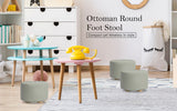 Ottomans & Footstools: Fabric Ottoman Round Wooden Leg Foot Stool - GREY
