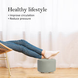 Ottomans & Footstools: Fabric Ottoman Round Wooden Leg Foot Stool - GREY