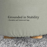 Ottomans & Footstools: Fabric Ottoman Round Wooden Leg Foot Stool - GREY