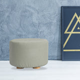 Ottomans & Footstools: Fabric Ottoman Round Wooden Leg Foot Stool - GREY