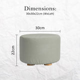 Ottomans & Footstools: Fabric Ottoman Round Wooden Leg Foot Stool - GREY