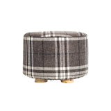 Ottomans & Footstools: Fabric Ottoman Round Wooden Leg Foot Stool - LATTICE