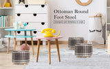 Ottomans & Footstools: Fabric Ottoman Round Wooden Leg Foot Stool - LATTICE