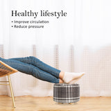 Ottomans & Footstools: Fabric Ottoman Round Wooden Leg Foot Stool - LATTICE