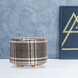 Ottomans & Footstools: Fabric Ottoman Round Wooden Leg Foot Stool - LATTICE