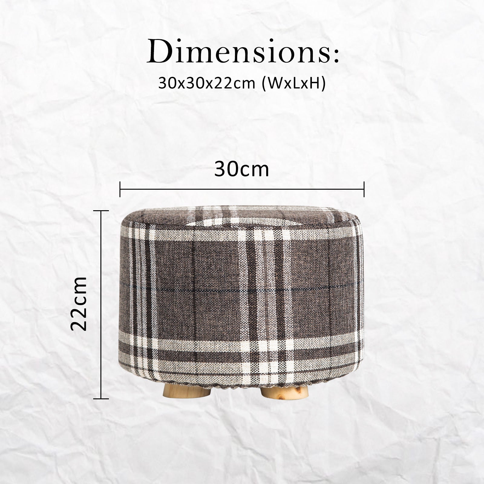 Ottomans & Footstools: Fabric Ottoman Round Wooden Leg Foot Stool - LATTICE