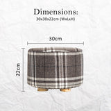 Ottomans & Footstools: Fabric Ottoman Round Wooden Leg Foot Stool - LATTICE