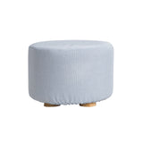 Ottomans & Footstools: Fabric Ottoman Round Wooden Leg Foot Stool - LIGHT BLUE