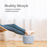 Ottomans & Footstools: Fabric Ottoman Round Wooden Leg Foot Stool - LIGHT BLUE