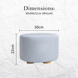 Ottomans & Footstools: Fabric Ottoman Round Wooden Leg Foot Stool - LIGHT BLUE